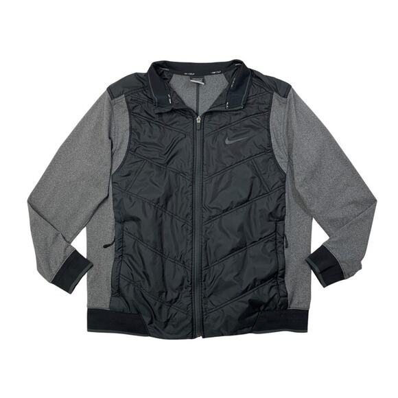 Nike Golf Jacket Mens XL Extra Large Grey Black Full Zip Lightweight Insulated - Picture 1 of 11